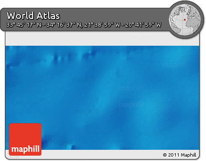 Shaded Relief 3D Map of the Area around 34° 0' 57" N, 21° 10' 29" W