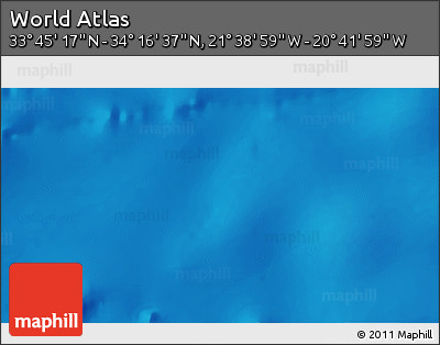 Shaded Relief 3D Map of the Area around 34° 0' 57" N, 21° 10' 29" W