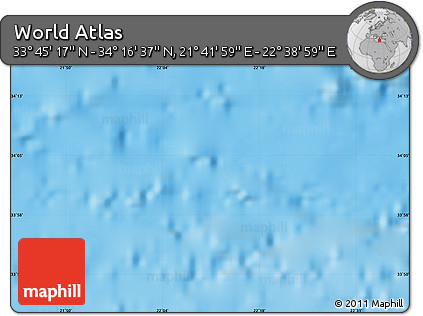 Physical Map of the Area around 34° 0' 57" N, 22° 10' 29" E