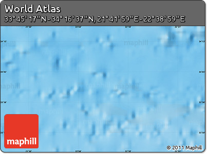 Physical Map of the Area around 34° 0' 57" N, 22° 10' 29" E
