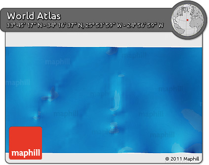 Physical 3D Map of the Area around 34° 0' 57" N, 25° 25' 29" W