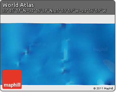 Physical 3D Map of the Area around 34° 0' 57" N, 25° 25' 29" W
