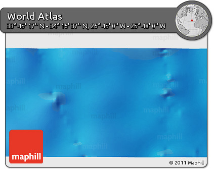 Physical 3D Map of the Area around 34° 0' 57" N, 26° 16' 29" W