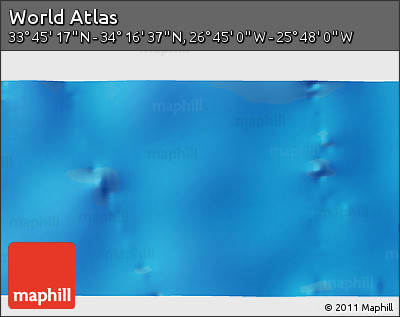 Physical 3D Map of the Area around 34° 0' 57" N, 26° 16' 29" W