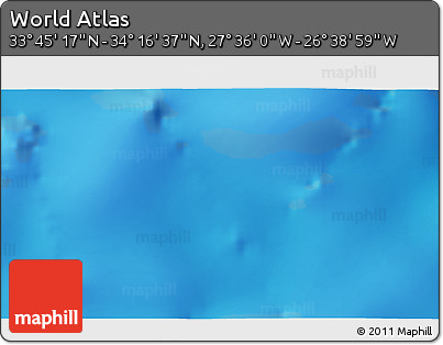 Physical 3D Map of the Area around 34° 0' 57" N, 27° 7' 30" W