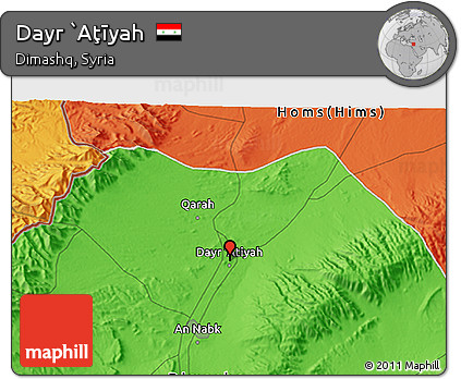Political 3D Map of Dayr `Aţīyah