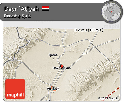Shaded Relief 3D Map of Dayr `Aţīyah