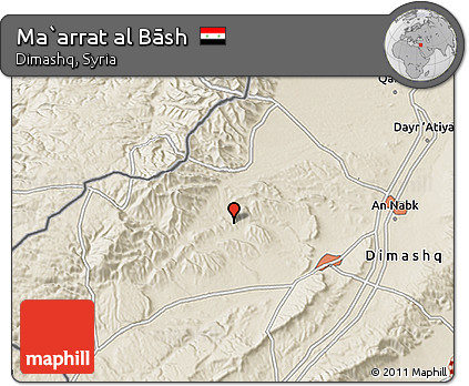 Shaded Relief 3D Map of Ma`arrat Al Bāsh
