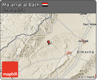 Shaded Relief 3D Map of Ma`arrat Al Bāsh