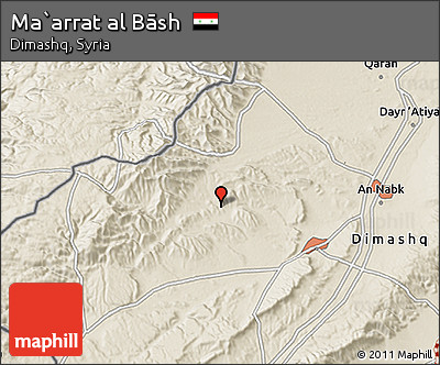 Shaded Relief 3D Map of Ma`arrat Al Bāsh