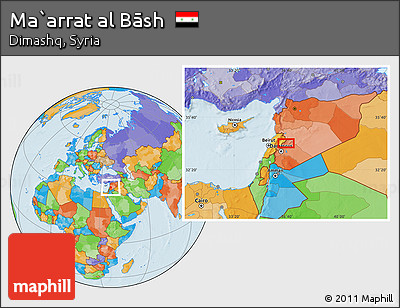 Political Location Map of Ma`arrat Al Bāsh