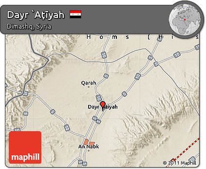 Shaded Relief Map of Dayr `Aţīyah