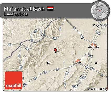 Shaded Relief Map of Ma`arrat Al Bāsh
