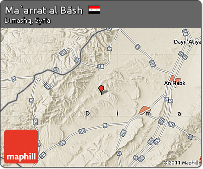 Shaded Relief Map of Ma`arrat Al Bāsh