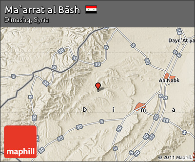 Shaded Relief Map of Ma`arrat Al Bāsh