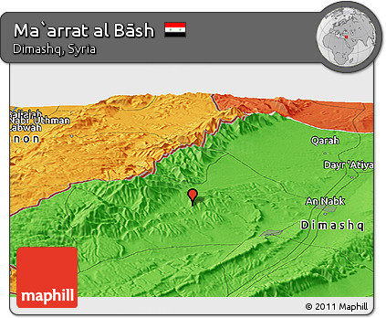 Political Panoramic Map of Ma`arrat Al Bāsh