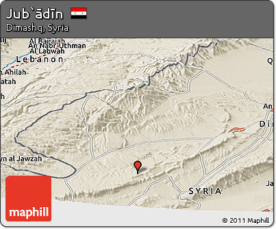 Shaded Relief Panoramic Map of Jub`ādīn