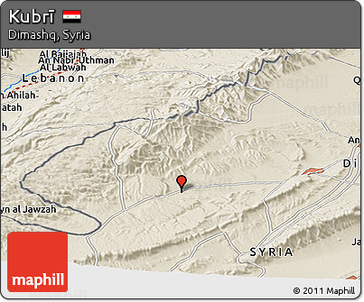 Shaded Relief Panoramic Map of Kubrī