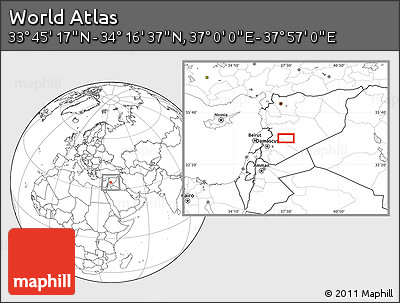 Blank Location Map of the Area around 34° 0' 57" N, 37° 28' 30" E