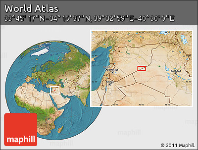 Satellite Location Map of the Area around 34° 0' 57" N, 40° 1' 29" E