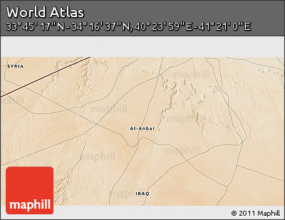 Satellite 3D Map of the Area around 34° 0' 57" N, 40° 52' 30" E