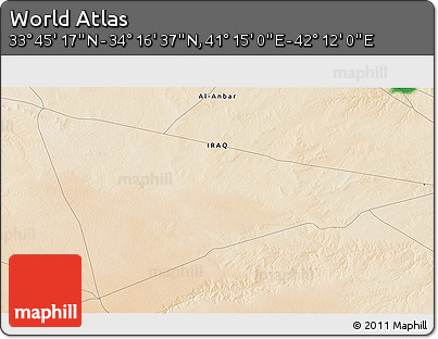 Satellite 3D Map of the Area around 34° 0' 57" N, 41° 43' 30" E