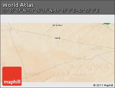 Satellite 3D Map of the Area around 34° 0' 57" N, 41° 43' 30" E