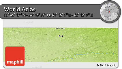 Physical Panoramic Map of the Area around 34° 0' 57" N, 41° 43' 30" E