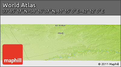 Physical Panoramic Map of the Area around 34° 0' 57" N, 41° 43' 30" E