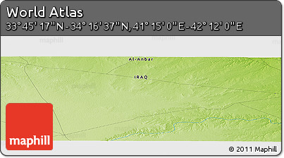 Physical Panoramic Map of the Area around 34° 0' 57" N, 41° 43' 30" E