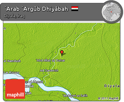 Physical 3D Map of `Arab `Argūb Dhiyābah