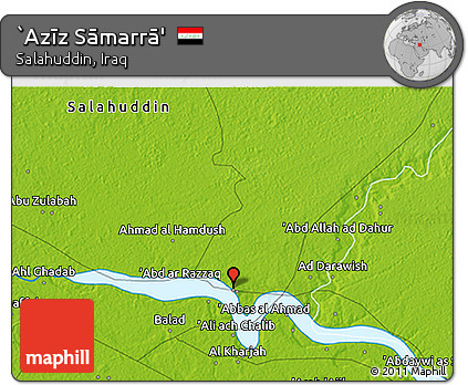 Physical 3D Map of `Azīz Sāmarrā'