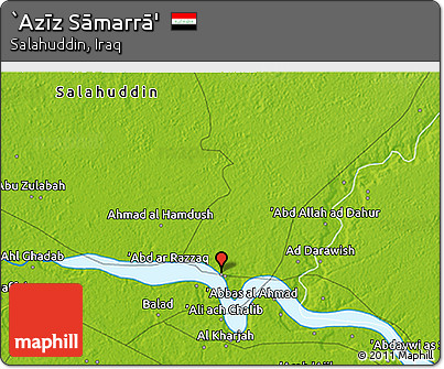 Physical 3D Map of `Azīz Sāmarrā'