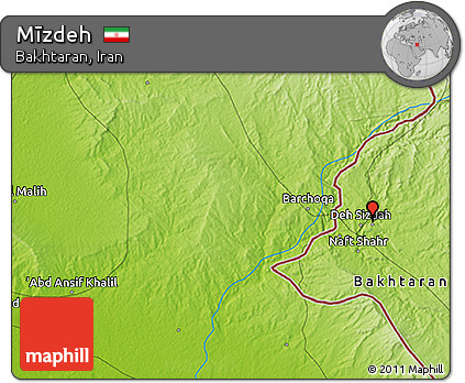 Physical 3D Map of Mīzdeh