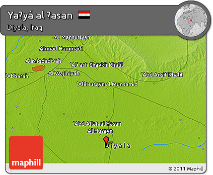Physical 3D Map of Yaḩyá Al Ḩasan