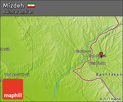 Physical 3D Map of Mīzdeh