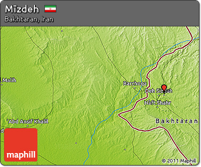 Physical 3D Map of Mīzdeh