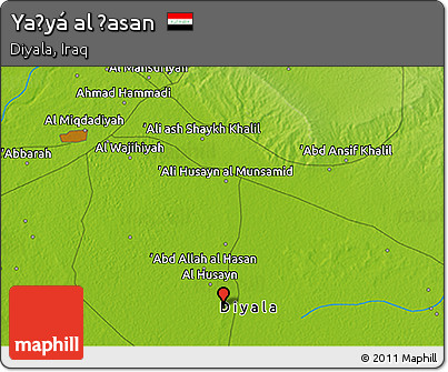 Physical 3D Map of Yaḩyá Al Ḩasan