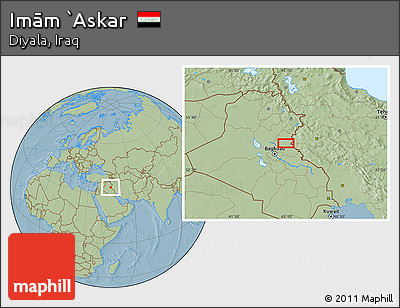 Savanna Style Location Map of Imām `Askar, hill shading