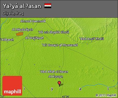 Physical Map of Yaḩyá Al Ḩasan