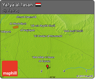 Physical Map of Yaḩyá Al Ḩasan