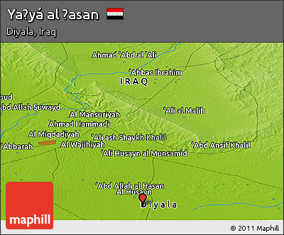 Physical Panoramic Map of Yaḩyá Al Ḩasan