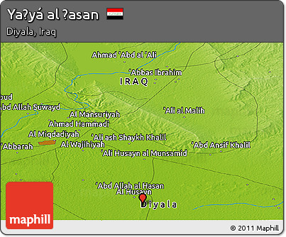 Physical Panoramic Map of Yaḩyá Al Ḩasan