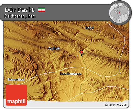Physical 3D Map of Dūr Dasht
