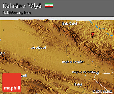 Physical 3D Map of Kahrār-e `Olyā