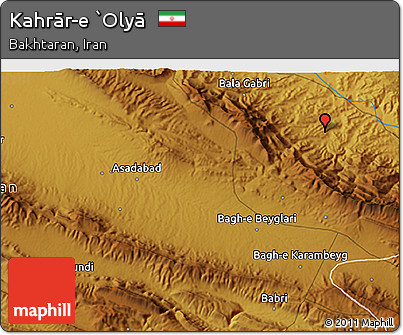 Physical 3D Map of Kahrār-e `Olyā