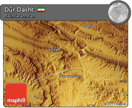 Physical Map of Dūr Dasht