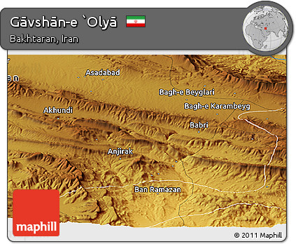 Physical Panoramic Map of Gāvshān-e `Olyā