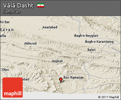 Shaded Relief Panoramic Map of Vālā Dasht