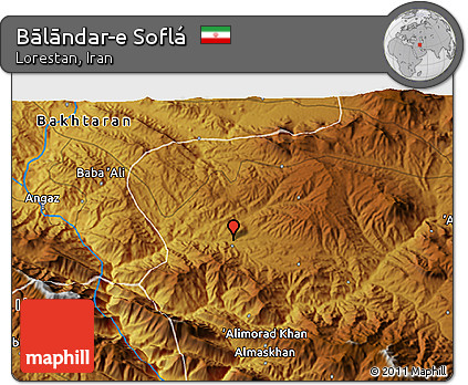Physical 3D Map of Bālāndar-e Soflá